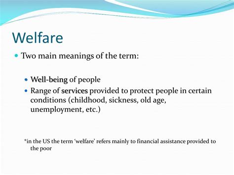 what does welfare mean.